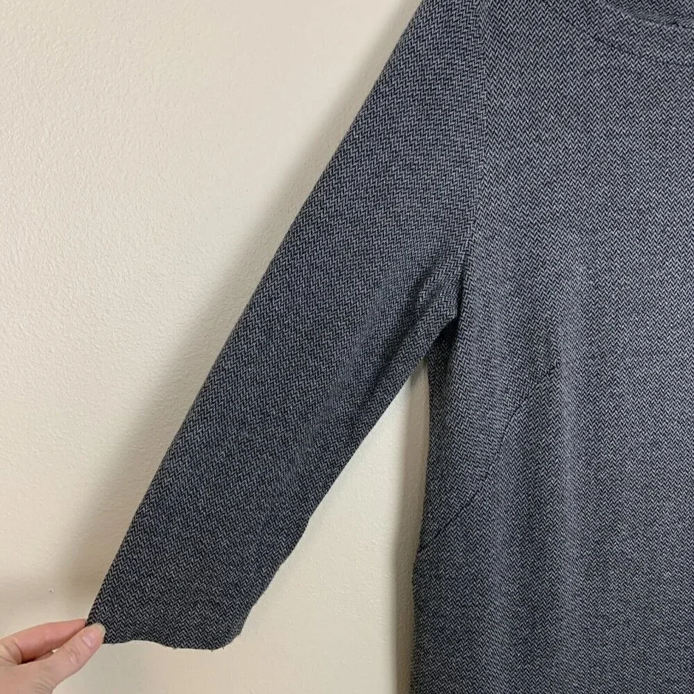 J. Jill Ponte Knit Tunic Top Womens Size M Gray Herringbone Boat Neck 3/4 Sleeve